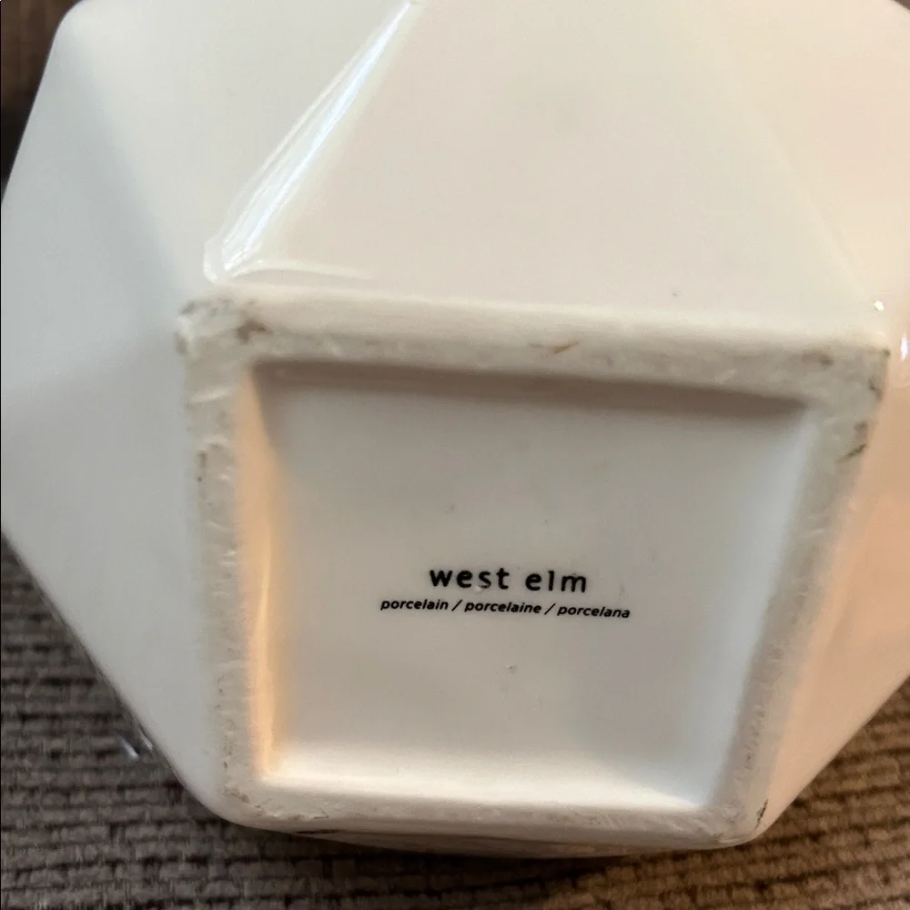 West Elm Ivory Faceted Vase